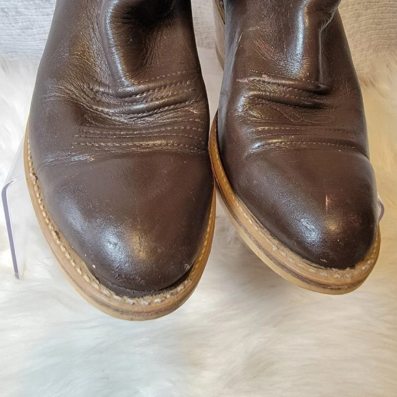 Vintage Acme Cognac Deep Brown‎ Two Toned Cowboy Western Boots Pull On Retro - Picture 3 of 11